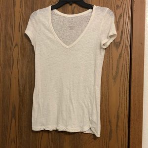 Simple cream V-neck